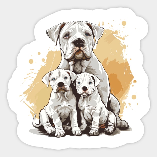 Dogo argentino with puppies Sticker by StepInSky